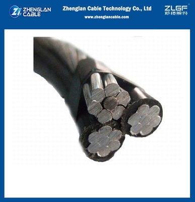 Überkopfisoliertes Kabel ABC 0,6/1KV AAC/XLPE+ACSR 2X6AWG+1X6AWG Aluminiumleiter des Triplex-Typs