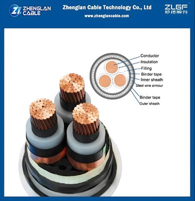 Untergrundgeschützte Stromleitung Stahldraht geschützte Isolierung 8.7/15kv YJV32 3x150mm2 IEC 60502-2