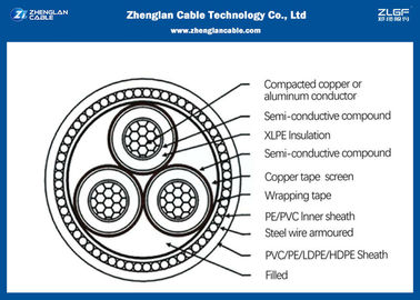 Nominaler Abschnitt: 16~630mm ² 6/10KV Millivolt XLPE isolierte Stromkabel /PVC-Jackenkabel (CU/PVC/XLPE/LSZH/DSTA)