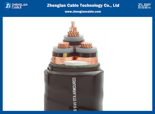 3 elektrisches Kabel des Kern-Mittelspannungs-Stromkabel-Kupferdraht-CU/XLPE/STA/PVC gepanzert